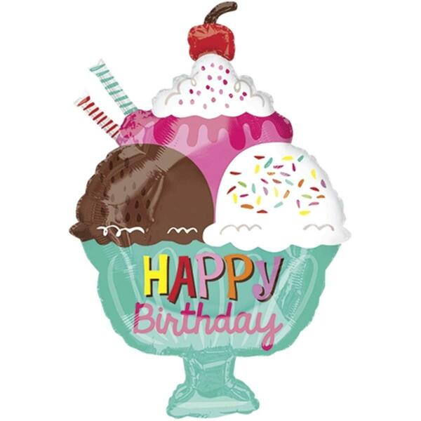 Loftus International 18 in. Ice Cream Sundae Birthday Junior Shape Balloon A3-5617